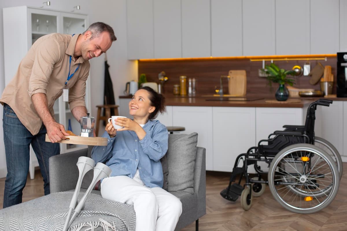 Caregiver supporting client at home